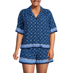 Women's Plus Size Rayon Short Sleeve Camp Shirt