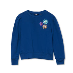 Girls Puff Shoulder Crew Neck Sweatshirt