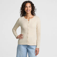 Women's Petite Long Sleeve Micro Rib Button Through Cardigan