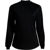 Women's Plus Size Jersey Long Sleeve Gathered Mock