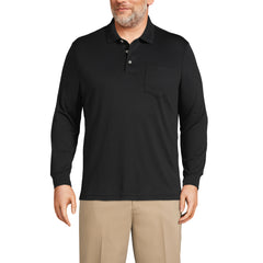 Men's Big Long Sleeve Cotton Supima Polo Shirt with Pocket