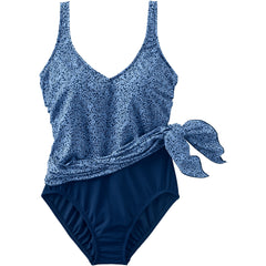 Women's Plus Size SlenderSuit Fauxkini Low Leg One Piece Swimsuit Print
