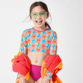 Girls Long Sleeve Top Bikini Set Swimsuit