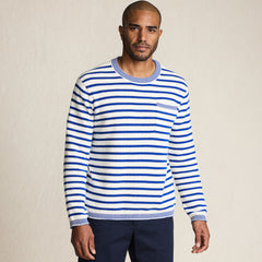 Men's Long Sleeve Textured Cotton Crewneck Sweater