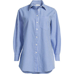 Women's Plus Size Oversized Seersucker Shirt