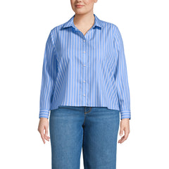 Women's Plus Size No Iron Boxy Cropped Shirt