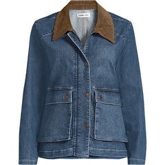 Women's Plus Size Corduroy Collared Denim Jacket