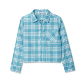 Girls Long Sleeve Cropped Flannel Shirt