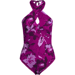 Women's Criss Cross Halter One Piece Swimsuit