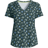 Women's Petite Short Sleeve Lightweight Jersey Gathered Shoulder T-Shirt