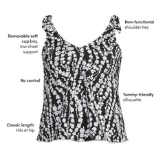 Women's Plus Size DD-Cup Tie Shoulder Flutter Tankini Top