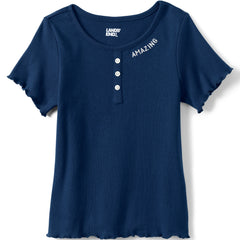 Girls Short Sleeve Ribbed Henley T-Shirt