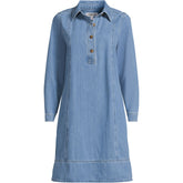 Women's Plus Size Light Weight Denim Popover At the Knee Dress