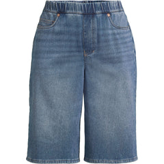 Women's Petite Starfish High Rise Knit Denim 12" Bermuda Shorts