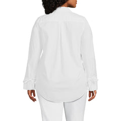 Women's Plus Size Poplin Tie Sleeve Shirt
