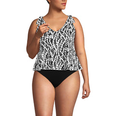 Women's Plus Size DD-Cup Tie Shoulder Flutter Tankini Top
