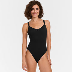 Women's V-Neck High Leg Strappy Back One Piece
