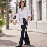 Women's Tall Sport Knit High Rise Relaxed Straight Leg Side Stripe Pants