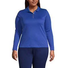 School Uniform Women's Plus Size Long Sleeve Feminine Fit Pima Polo Shirt