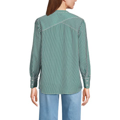 Women's Banded Collar Button Front Shirt