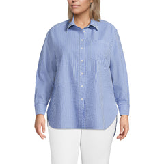 Women's Plus Size Oversized Seersucker Shirt