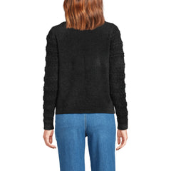 Women's Fuzzy Eyelash Cable Boatneck Sweater