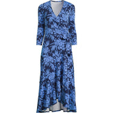 Women's Cotton Modal 3/4 Sleeve Vneck Wrap Dress