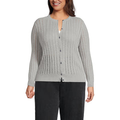 Women's Plus Size Cotton Pointelle Modern Cardigan Sweater