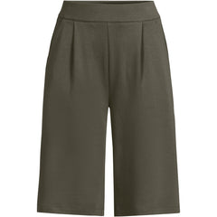 Women's Plus Size Sport Knit High Rise Pleated 12" Bermuda Shorts