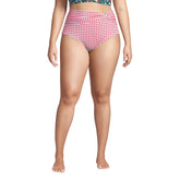 Women's Plus Size Chlorine Resistant Twist Front Retro High Waisted Bikini Bottoms
