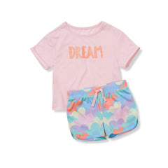 Girls Short Sleeve Tee and Shorts Pajama Set