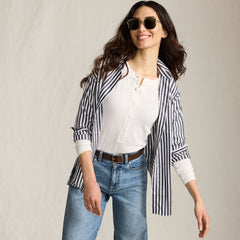 Women's Drapey Rib Fitted Long Sleeve Henley T-Shirt