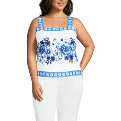 Women's Plus Size Poplin Square Neck Tank Top