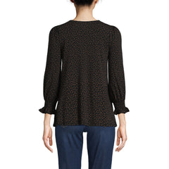 Women's Petite 3/4 Sleeve Lightweight Jersey Button Front Top