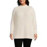 Women's Plus Size Drifter Shaker Easy Fit Mock Neck Tunic Sweater
