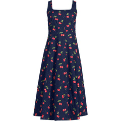 Women's Petite Princess Seamed Cotton Poplin Midi Dress