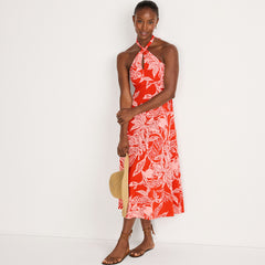Women's Petite Cotton Modal Halter Midi Dress