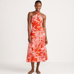 Women's Petite Cotton Modal Halter Midi Dress