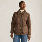 Women's Reversible Faux Shearling Fleece Button Front Coat