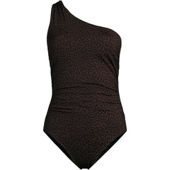 Women's Plus Size Shirred One Shoulder One Piece Swimsuit