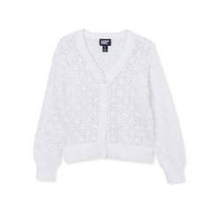 Girls Button Front Pointelle Knit Cardigan