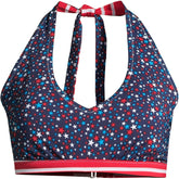 Women's Chlorine Resistant Reversible Halter Bikini Top Swimsuit
