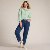 Women's Tall Soft Denim Mid Rise Relaxed Straight Crop Jeans