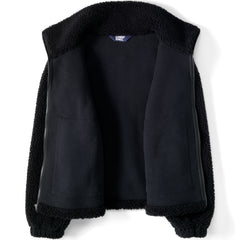 Women's Plus Size Faux Shearling Zip Front Fleece Jacket