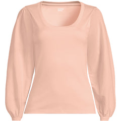 Women's Plus Size Supima Interlock Scoop Neck Blouson Sleeve Top