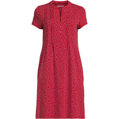 Women's Petite Cotton Modal Pintuck Short Sleeve Dress