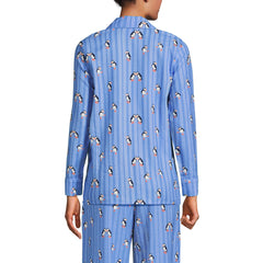 Women's Petite Long Sleeve Print Flannel Pajama Top