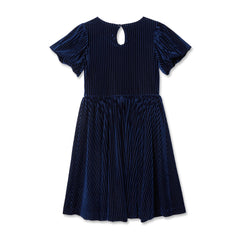Girls Bubble Short Sleeve Velour Dress