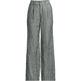 Women's Plus Size High Rise Wide Leg Linen Pleated Pants
