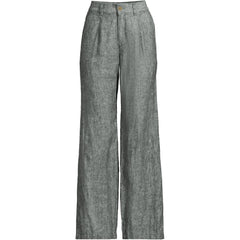 Women's Plus Size High Rise Wide Leg Linen Pleated Pants